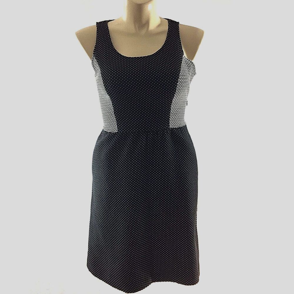 The Limited Dress 12 Black White‎ Woven Dot Color Block Pocket UNIQUE